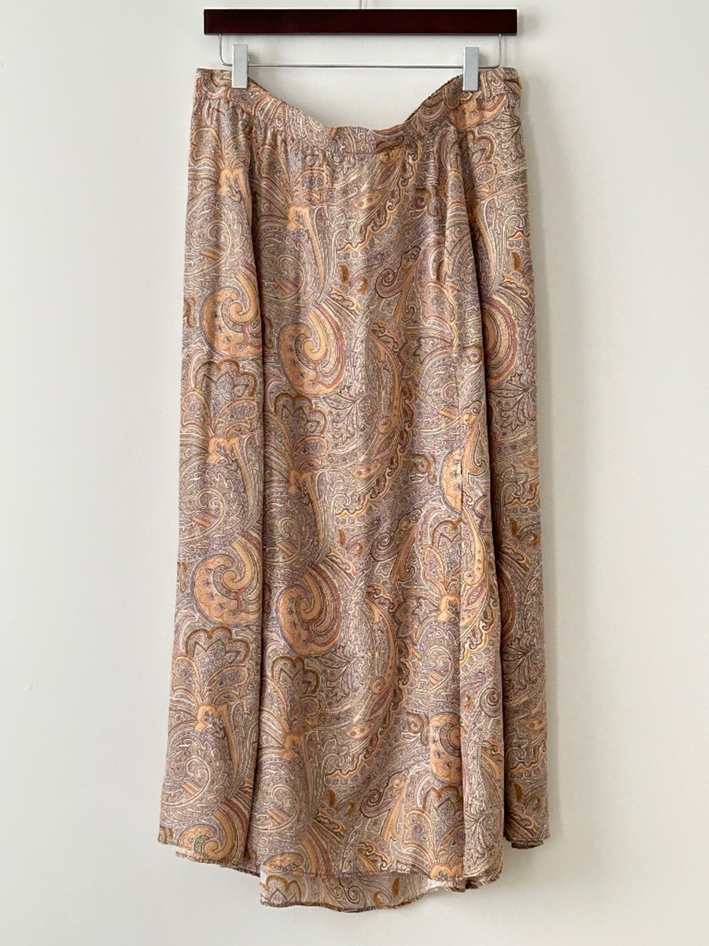 Elisabeth Liz Claiborne 100% Silk Paisley Maxi Skirt